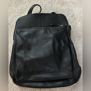 Black Italian leather backpack in excellent condition.